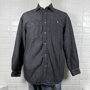 Wrangler Jacket Mens Medium Black Sherpa Lined Button Front Western Outdoor